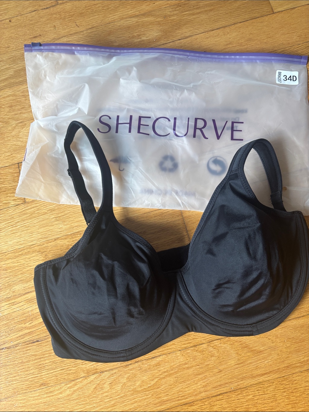 Shecurve Black Underwire Support Bra - 34d
